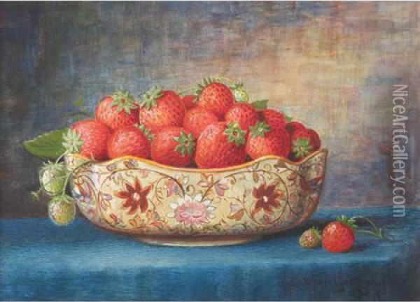 Strawberries In A Bowl Oil Painting - Richard Goodwin