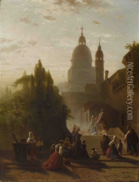 Fronleichnam In Venedig Oil Painting - Conrad Hoff