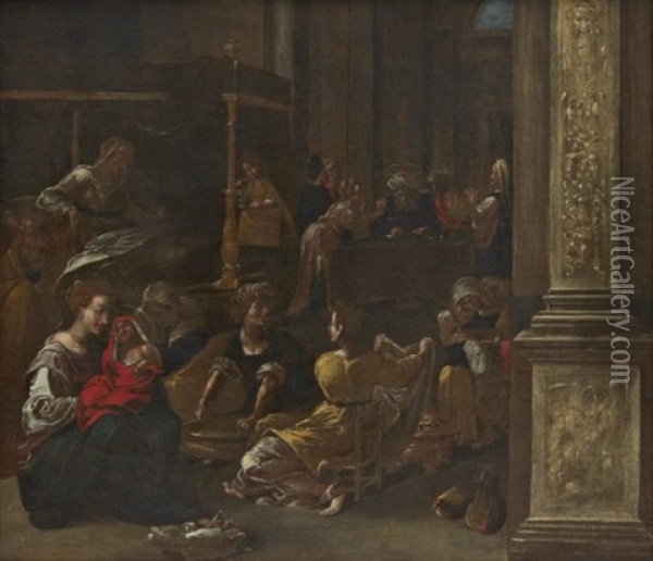 Jesu Frambarande I Templet Oil Painting - Giovanni Battista Crespi (il Cerano)