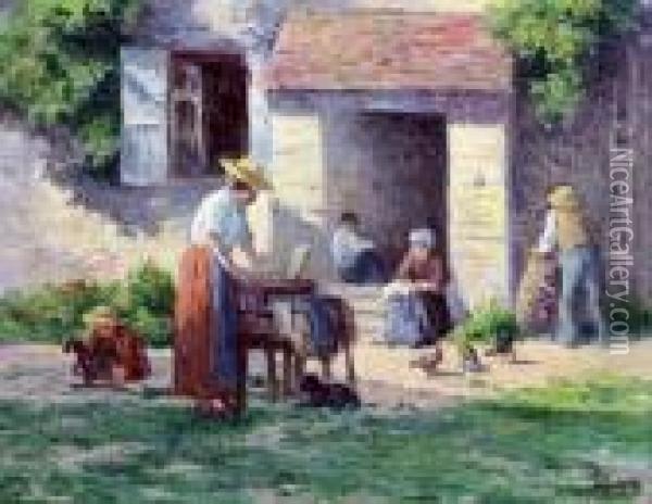 La Ferme A Bessy-sur-cure, 1906-1907 Oil Painting - Maximilien Luce