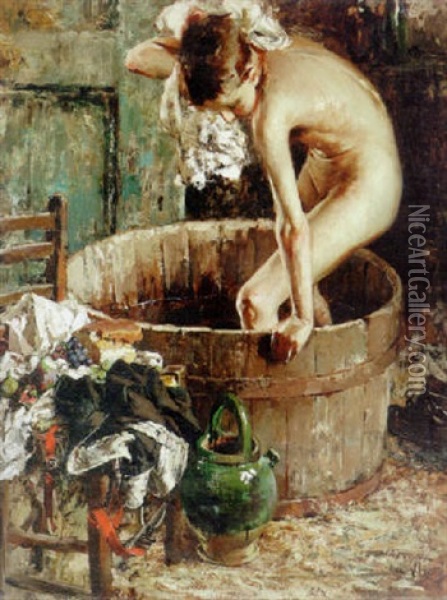 Bathing Oil Painting - Vincenzo Irolli