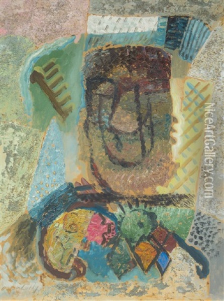 Indianische Maske Oil Painting - Oscar Wilhelm Luethy