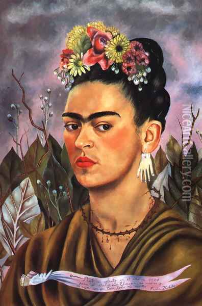 Self Portrait Dedicated To Dr Eloesser 1940 Oil Painting - Frida Kahlo