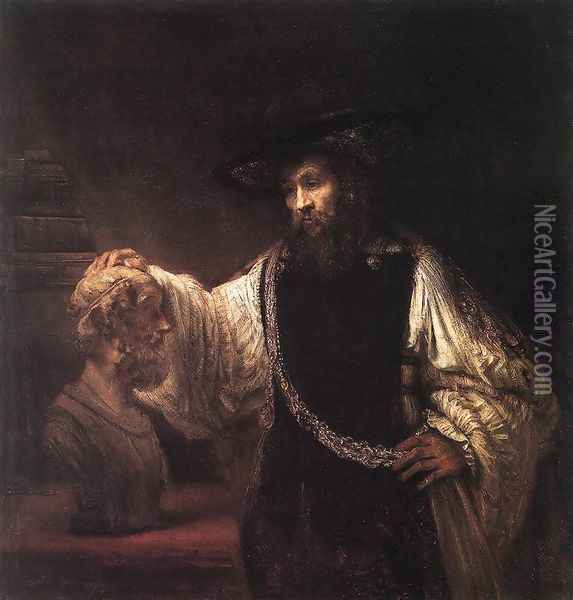 Aristotle with a Bust of Homer 1653 Oil Painting - Rembrandt Van Rijn