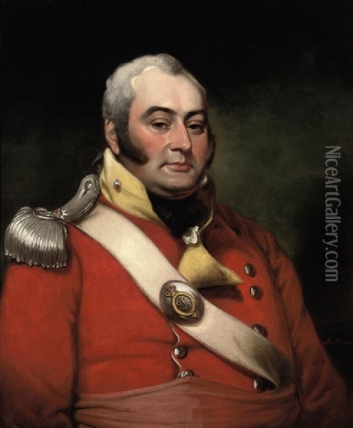 Portrait Of George Fermor, 3rd Earl Of Pomfret Wearing The Uniform Of A Captain In The Northamptonshire Militia Oil Painting - Mather Brown