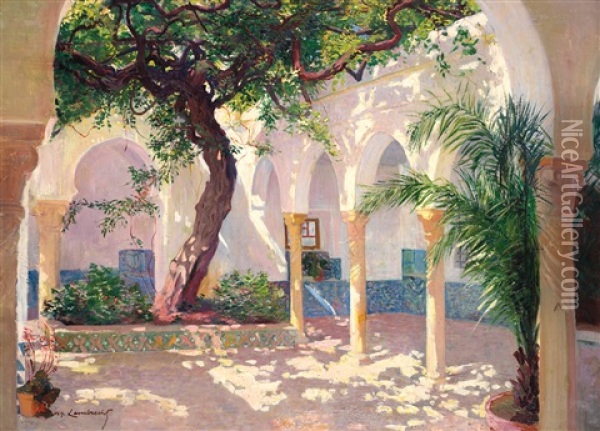Patio En Orient A Patio In The Eastern Oil Painting - William Lambrecht