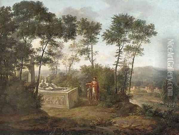 A classical landscape with figures by a tomb Oil Painting - Pierre-Henri de Valenciennes