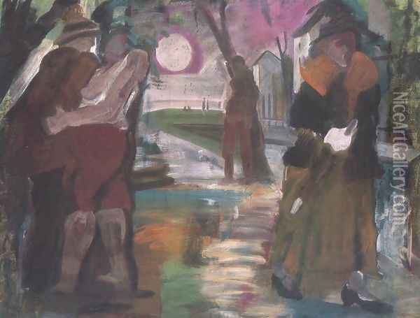 Night on the Outskirts of Town 1931 Oil Painting - Istvan Farkas