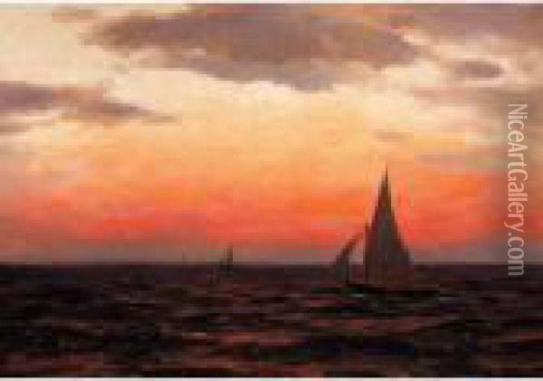 Shipping At Sunset Oil Painting - Themistocles Von Eckenbrecher