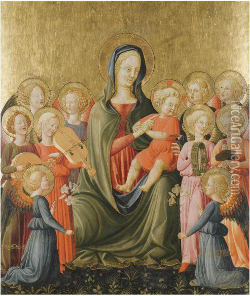 The Madonna And Child With Music-making Angels Oil Painting - Giovanni di ser Giovanni Guidi (see Scheggia)