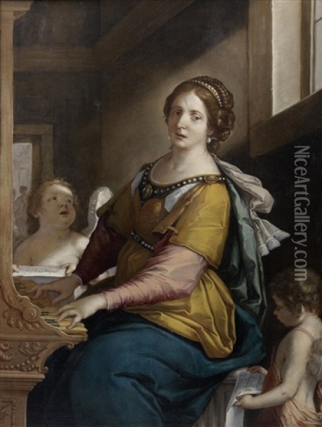 Saint Cecilia Oil Painting - Francesco Giovanni Gessi