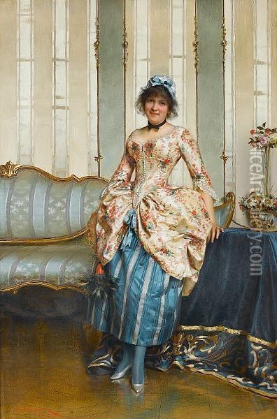 An Elegant Maid Oil Painting - Frederic Soulacroix