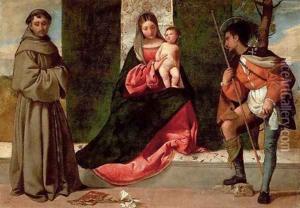 Madonna with the Child, St Anthony of Padua and St Roch Oil Painting - Giorgione