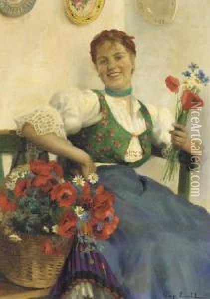 The Flower Girl Oil Painting - Emil Pap