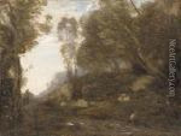 Torrent Sous Les Arbres Oil Painting - Jean-Baptiste-Camille Corot