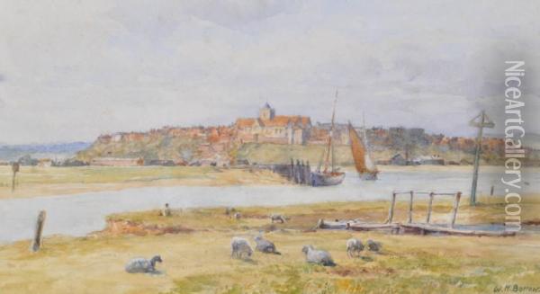 View Of Rye From Themarshes Oil Painting - William Henry Borrow