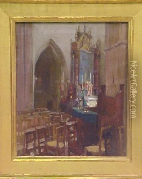 Unsigned Chapel Oil Painting - Robert Henry Logan
