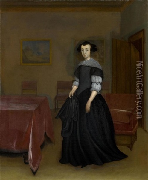 Portrat Einer Edlen Dame In Einem Interieur Oil Painting - Gerard ter Borch the Younger