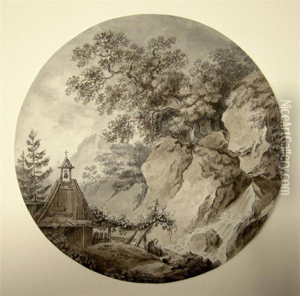 Einsiedelei Am Bach Zwischen Felsen Oil Painting - Dietricij