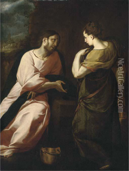 Christ And The Woman Of Samaria Oil Painting - Annibale Carracci
