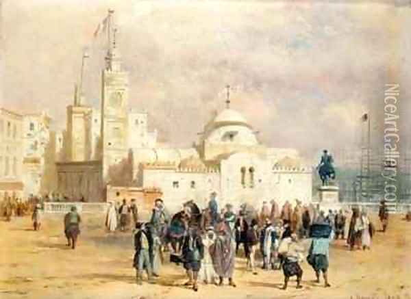 Place du Gouvernement Algeria Oil Painting - Adrien Dauzats