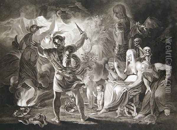 Macbeth, the Three Witches and Hecate in Act IV, Scene I of 'Macbeth' Oil Painting - John Boydel