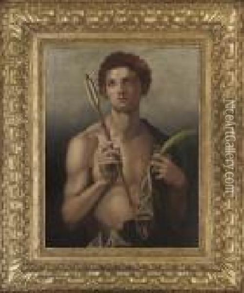 Saint Sebastian With An Arrow In His Right Hand And The Martyr's Palm In His Left Oil Painting - Andrea Del Sarto