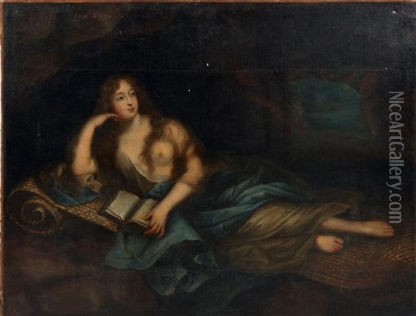 Portrait De La Belle Du Ludre En Marie-madeleine Oil Painting - Jean Nocret