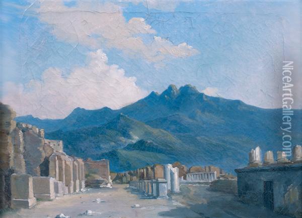 Vue De Pompei Oil Painting - Philippe Auguste Thomas