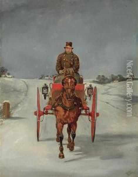 The Mail Cart In Winter Oil Painting - Herny Jr Alken