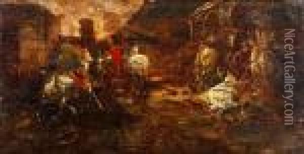 The Conversion Of St. Paul Oil Painting - Adolphe Joseph Th. Monticelli
