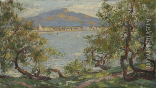 La Baie De Saint-jean-de-luz Et La Rhune Oil Painting - Louis Floutier