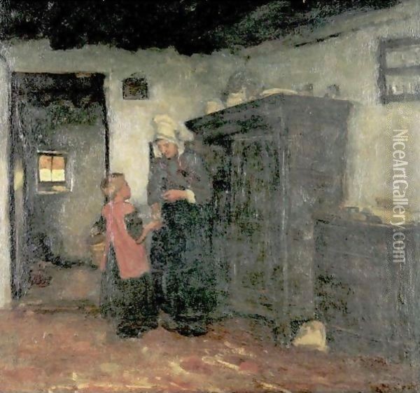 Peasant Interior Oil Painting - Albert Neuhuys