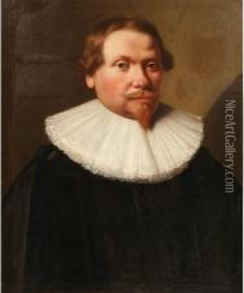 Portrait Of A Gentleman Wearing Awhite Lace Collar Oil Painting - Jan Van Teylingen