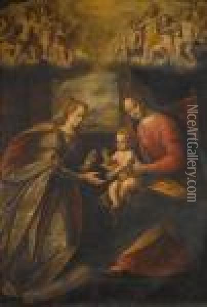 The Mystic Marriage Of St Catherine Oil Painting - Guglielmo Caccia