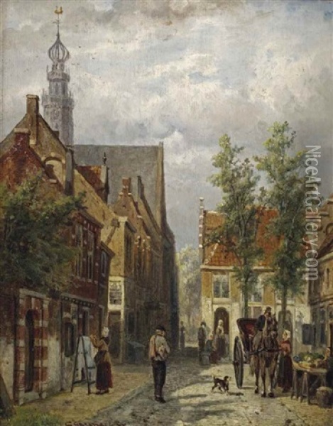 A View Of The Oosterkerk, Hoorn Oil Painting - Cornelis Springer