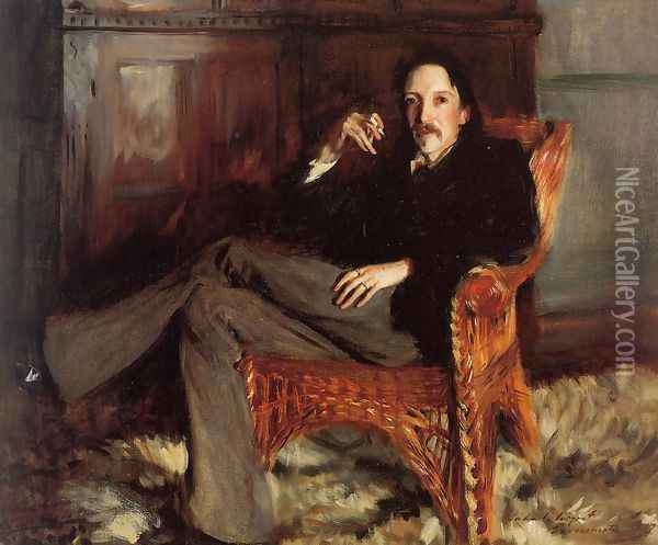 Robert Louis Stevenson Oil Painting - John Singer Sargent