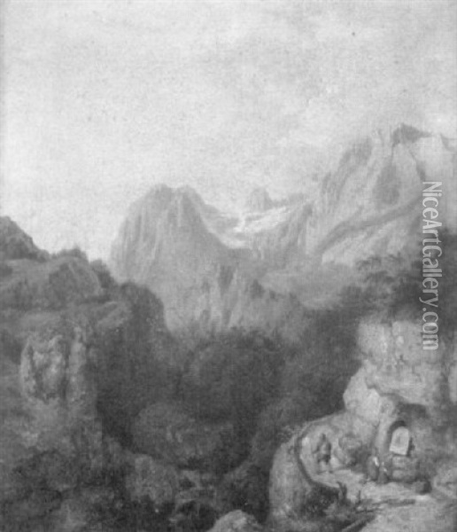 In Den Dolomiten Oil Painting - Johann Philipp Heinel