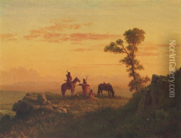 Shoshone Indians, Wind River Range Oil Painting - Albert Bierstadt