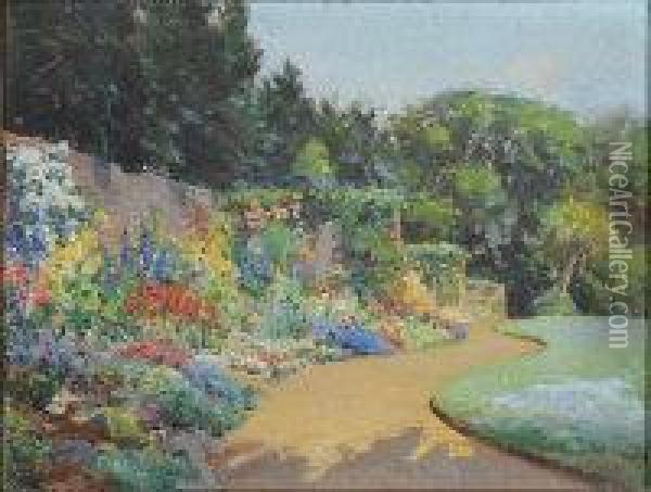 Cornish Garden In Bloom Oil Painting - Arthur Meade