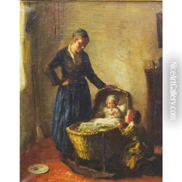 Amusing The Baby Oil Painting - Bernard de Hoog