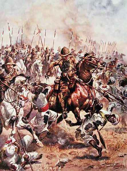 Charge of the Twenty-First Lancers, illustration from Glorious Battles of English History by Major C.H. Wylly, 1920s Oil Painting - Henry A. (Harry) Payne