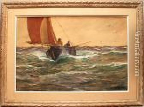 Fisherman In Sailboat, 
Kennedy Oil Painting - Charles Napier Hemy