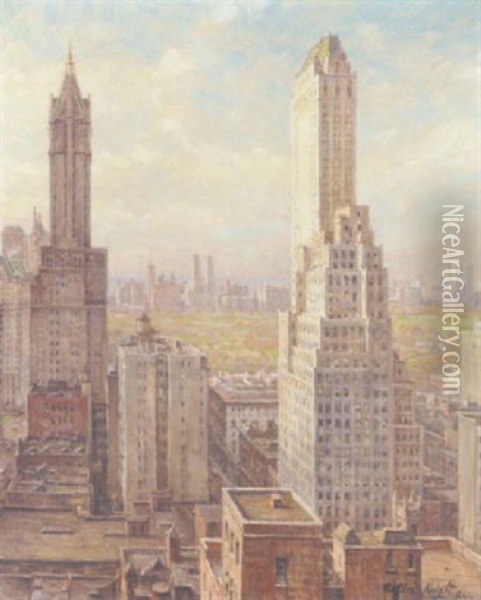 Skyscrapers, New York Oil Painting - Louis Aston Knight