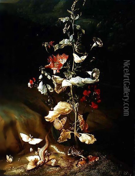 Still life with flowers Oil Painting - Otto Marseus van Schrieck