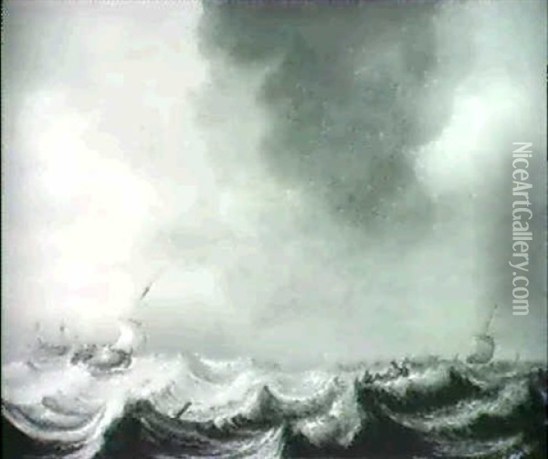 Shipping In A Choppy Sea Oil Painting - Pieter Mulier the Younger