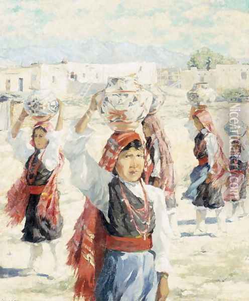 Girls of Isleta Oil Painting - Walter Ufer