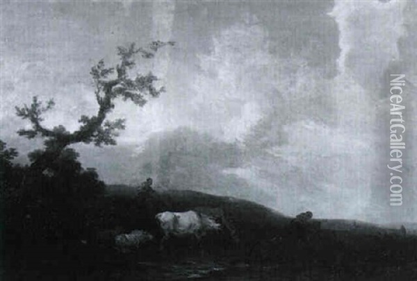 Hirten Und Herden In Einer Landschaft Oil Painting - Francesco Giuseppe Casanova