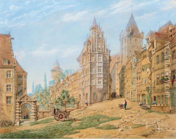 At Nuremberg, Germany Oil Painting - Henry William Brewer