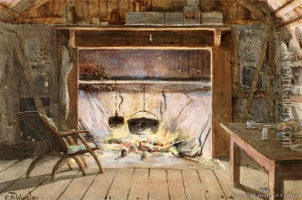 Cabin Interior Oil Painting - Charles Nathaniel Worsley